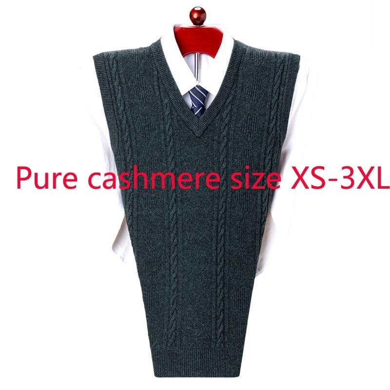 New Arrival Autumn Winter Vest Men Pullover Sleeveless Computer Knitted V-neck Waistcoat 100% Cashmere Sweater Plus 